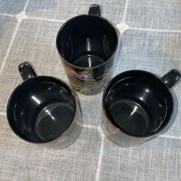 6 Pcs Fitz&Floyd Chinese Pheasant Plate& Mug 14K Trim Black Olive Made In Japan - Picture 10 of 10